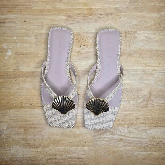 Katy Perry The Camie Shell Sandal Natural Woven Size 8 - Picture 7 of 13